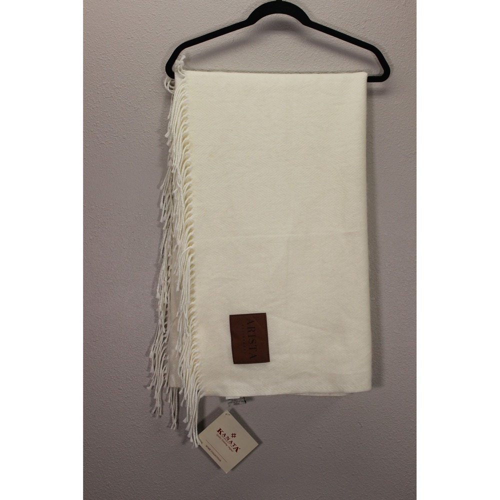 Kanata Home Collection Ivory Throw Blanket Fringed Arista Residences‎